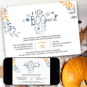 Lilla Boo är Nästan Framme Halloween Babyfirande Inbjudningar