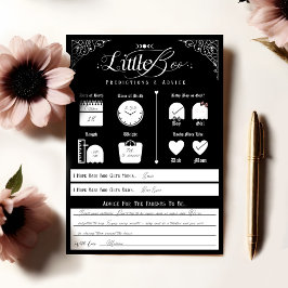 Lilla Boo Baby Predictions & Advice Game Card Inbjudningar