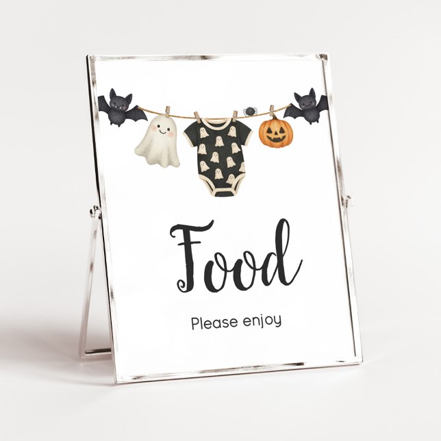 Lilla boo Clothesline Baby Shower Food Sign Poster (Halloween Little Boo Clothesline Baby Shower Sign)