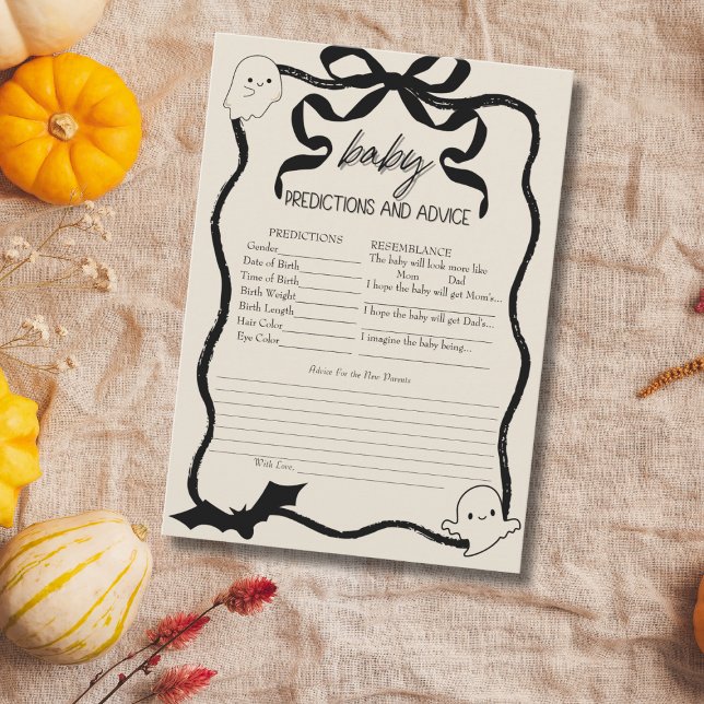 Lilla Boo Coquette Baby-prognoskort Inbjudningar (Little Boo Coquette Baby Prediction Game Card)