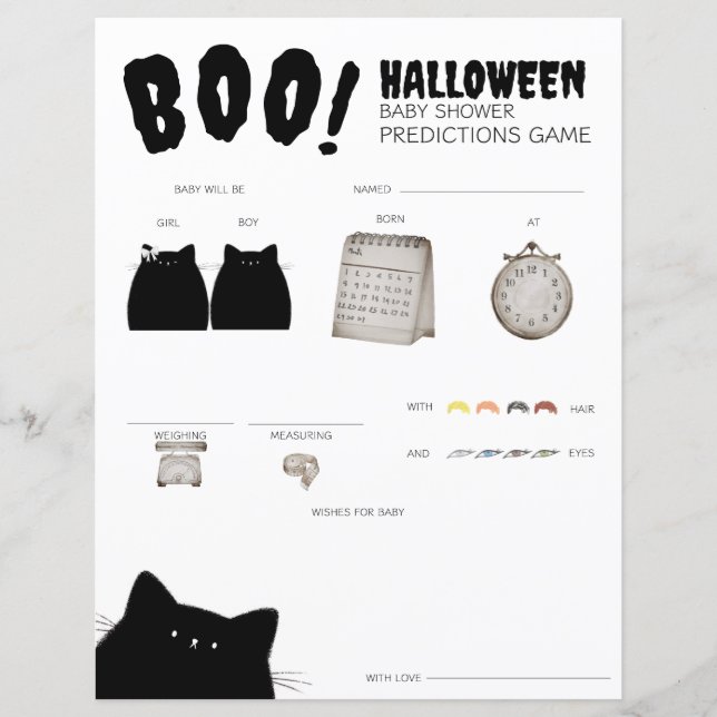 Lilla Boo Halloween Baby Shower Gissningar Spel (Framsida)