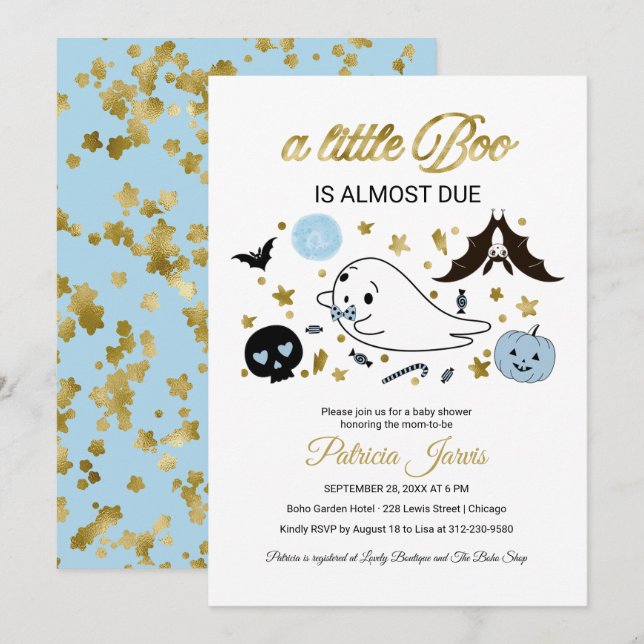 Lilla Boo Halloween Baby Shower Inbjudan (Fram/baksida)