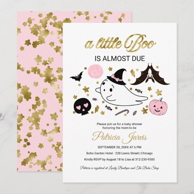 Lilla Boo Halloween Baby Shower Inbjudan (Fram/baksida)