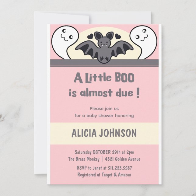 Lilla Boo Halloween Baby shower Inbjudningar (Framsida)