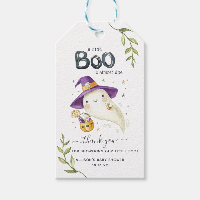 Lilla Boo Halloween | Baby Shower Tacksamhet Presentetikett (Framsidan)