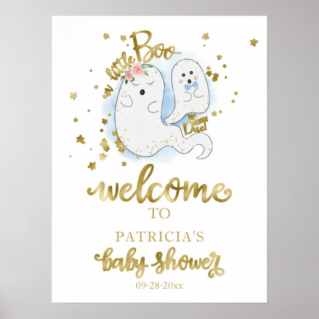 Lilla Boo Halloween Baby Shower Välkomstskylt Poster (Framsidan)