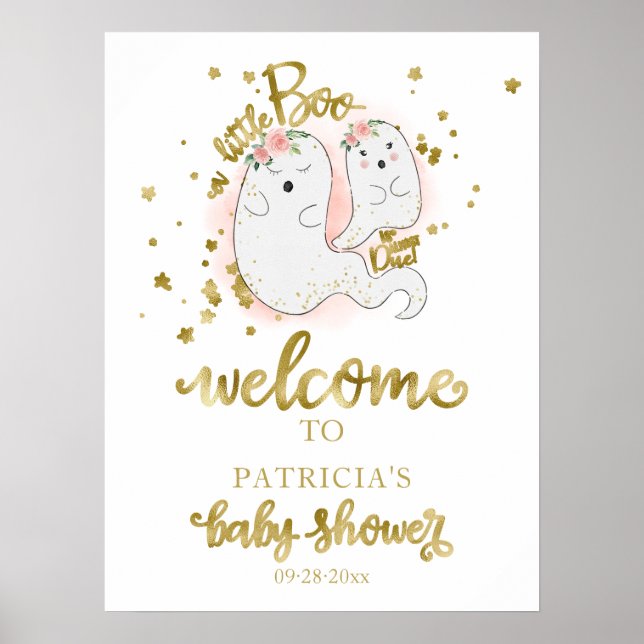 Lilla Boo Halloween Baby Shower Välkomstskylt Poster (Framsidan)