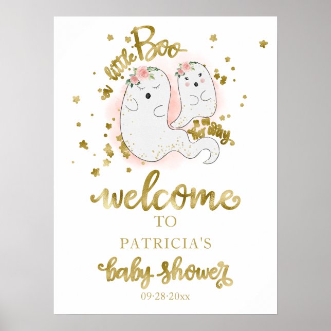 Lilla Boo Halloween Baby Shower Välkomstskylt Poster (Framsidan)