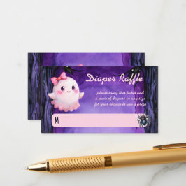 Lilla boo Halloween rosa, söt spökdiaper raffle Tilläggskort