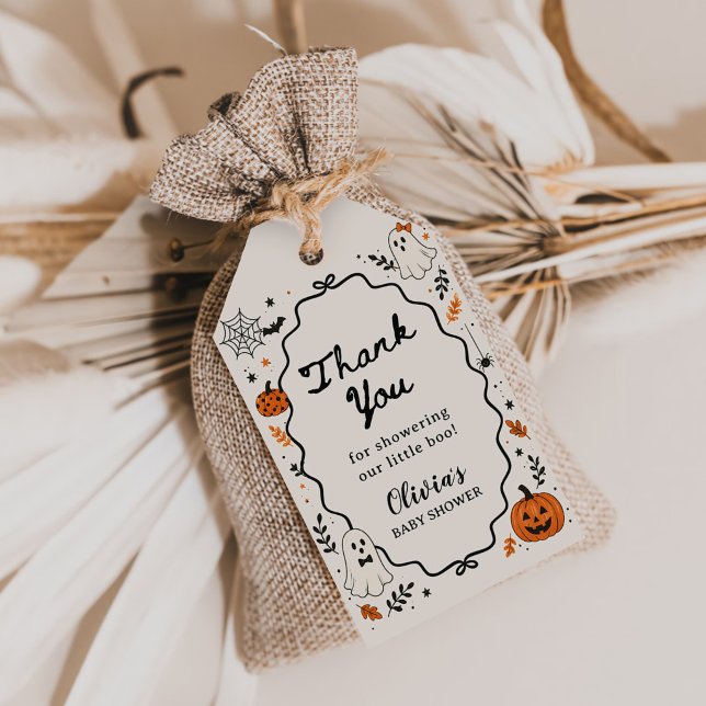 Lilla Boo Halloween-spöke Bebisdusch Presentetikett (Skapare uppladdad)
