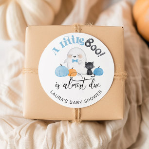 Lilla Boo har snart förfaller Halloween baby showe Runt Klistermärke