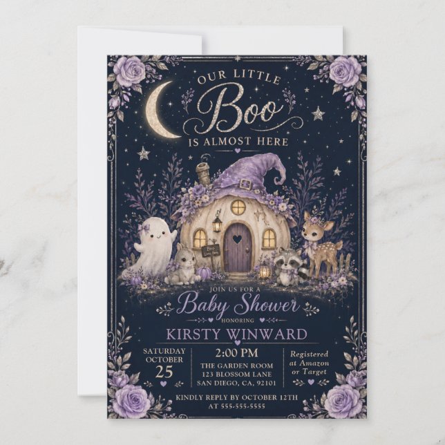 Lilla Boo Höst Baby Shower Inbjudningar (Framsida)