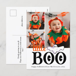 Lilla Boo! Kuslig söt Halloween familjefoto Helg Vykort
