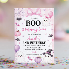 Lilla Boo Rosa Halloween 2-års Födelsedagsfest Inbjudningar