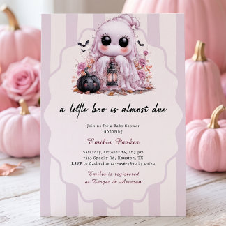 Lilla Boo Rosa Spökflicka Halloween Baby Shower Inbjudningar