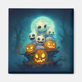 Lilla boo spöken i mörk-skogen Halloween Magnet