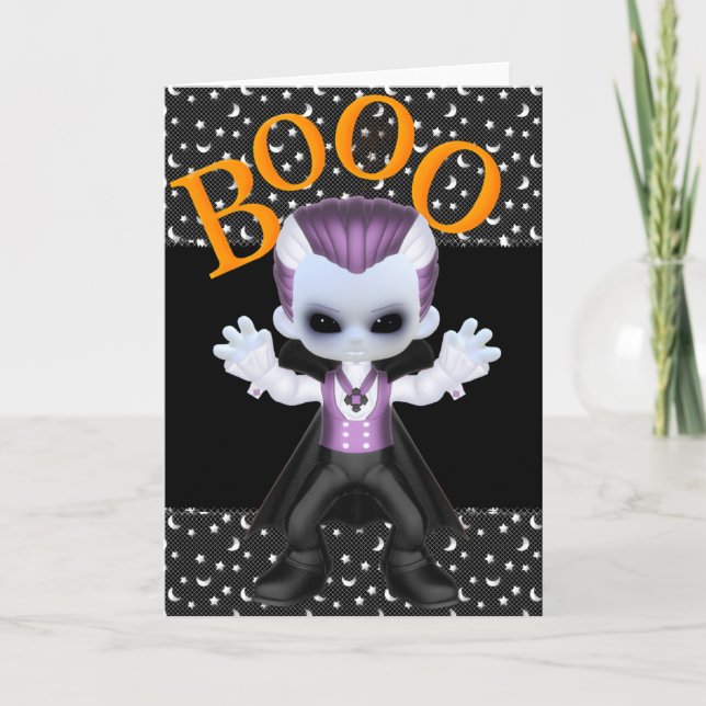 Lilla Boo Vampyr Halloween Hälsningskort Kort (Framsida)