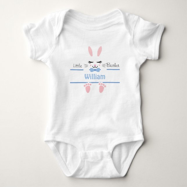 Lilla bror kanin Personlig blå T Shirt (Framsida)