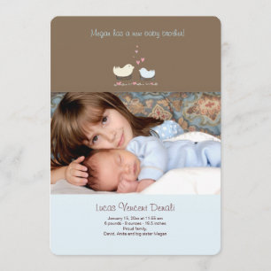 Lilla Brother Photo Birth Announcement Meddelande
