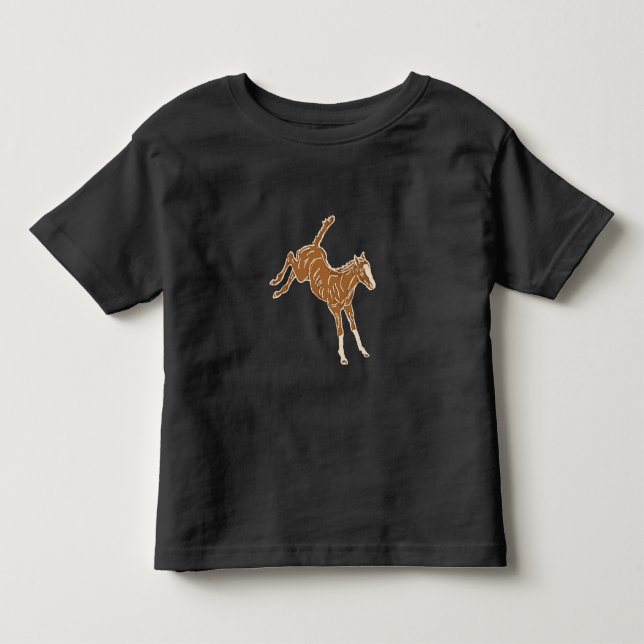 Lilla Brown Horse - på laxens rosa. T Shirt (Framsida)