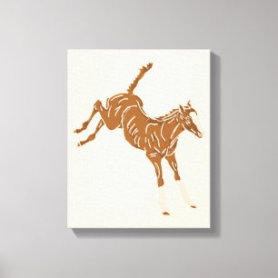 Lilla Brown Horses - på laxens rosa. Canvastryck