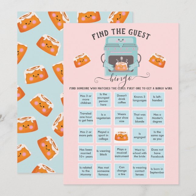 Lilla Bun i Oven Hitta gästen BINGO Inbjudningar (Fram/baksida)