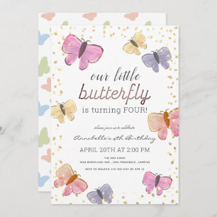Lilla Butterfly Girl Birthday-inbjudan Inbjudningar