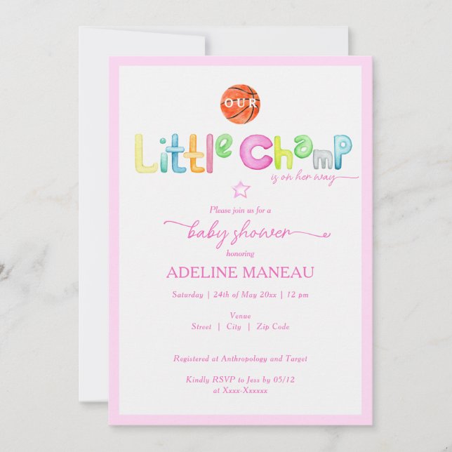 Lilla Champ är på hennes sätt att visa vattenfärgs Inbjudningar (Framsida)