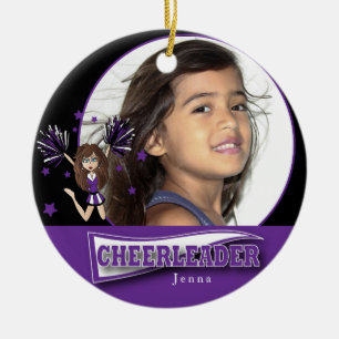 Lilla Cheerleader - DIY Photo - Lila Julgransprydnad Keramik