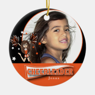 Lilla Cheerleader - DIY Photo - Orange Julgransprydnad Keramik
