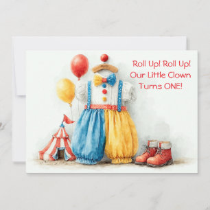 Lilla Clowns 1-års Födelseshow Inbjudningar