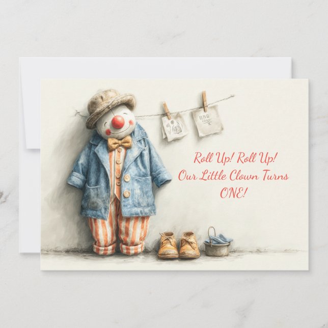Lilla Clowns 1-årsfirande Inbjudningar (Framsida)