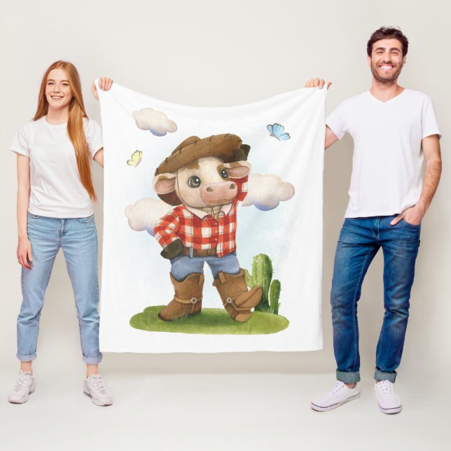 Lilla Cowboy Cute-tjur Fleecefilt (På plats)