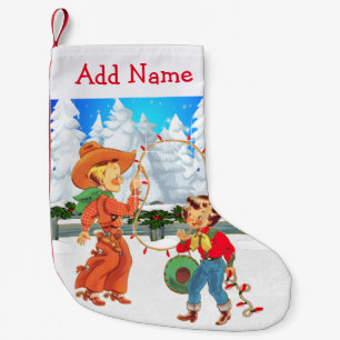 Lilla Cowboy med Rope Ljus Winter Liten Julstrumpa