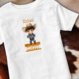 Lilla Cowboy Stora Hatt Stövlar Western Ditt Barns T Shirt