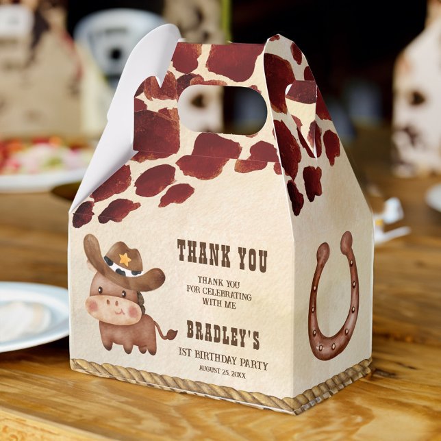 Lilla cowboyhäst baby mönster rodeo party presentaskar (Little cowboy baby horse cow pattern rodeo party favor box)