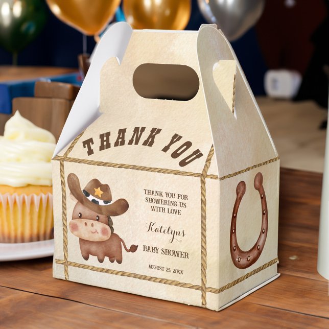 Lilla cowboysöt baby-häst i en hatt-babydusch presentaskar (Little cowboy cute baby horse in a hat baby shower favor box personalized western shower favor box)