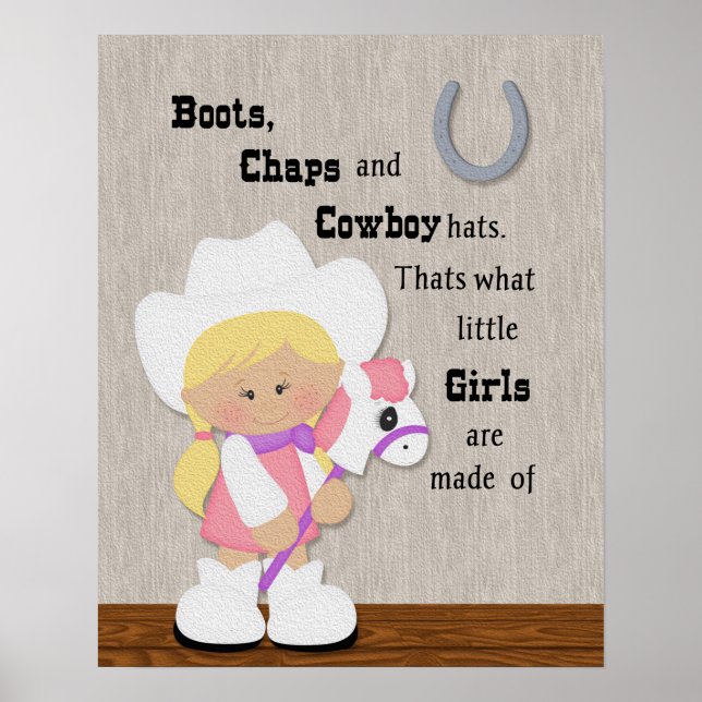 Lilla cowgirl Boots och Chaps wordart. Poster (Framsidan)