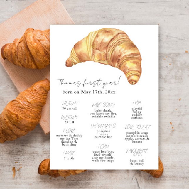 Lilla Croissant First Birthday Milestone Birthday Poster (Skapare uppladdad)