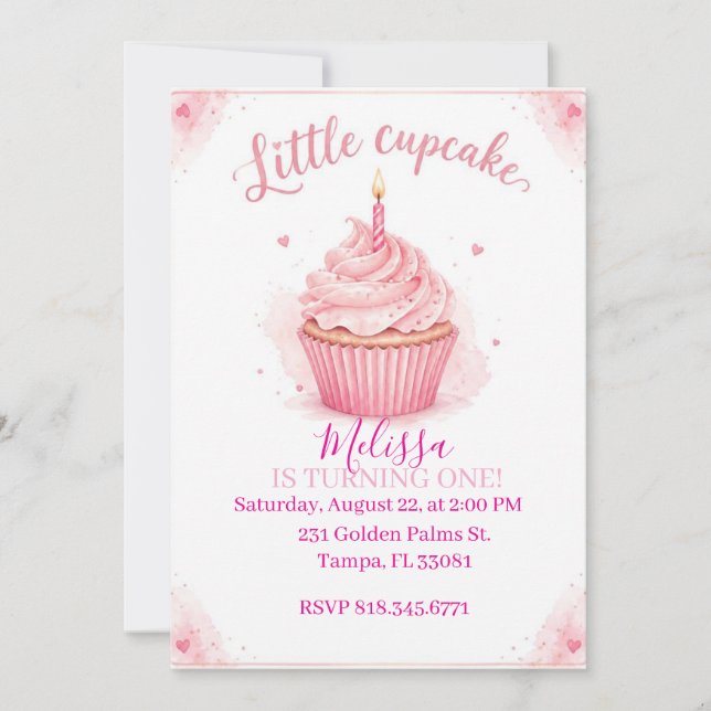 Lilla Cupcake Fyller ETT Inbjudan  (Framsida)