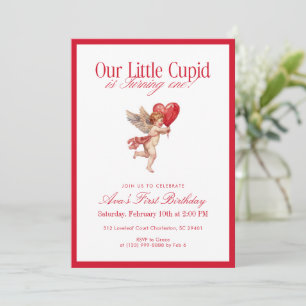 Lilla Cupid Första Födelsedagen Alla Hjärtans Dag Inbjudningar