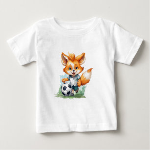 Lilla Cute Fox spelar fotboll T Shirt