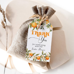 Lilla cutie citrus-orangar födelsedagstack presentetikett