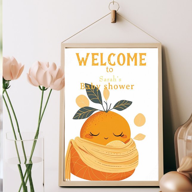 Lilla cutie orange är på väg mot babyduschen poster (Skapare uppladdad)