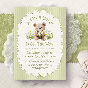Lilla Daisy Bear Baby Shower Inbjudningar