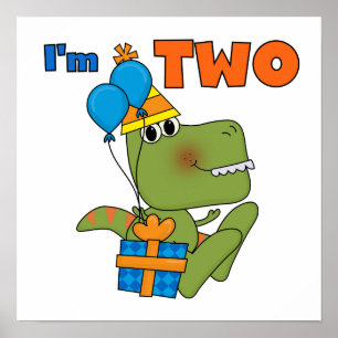 Lilla Dino 2:a födelsedagskjortor och gåvor Poster