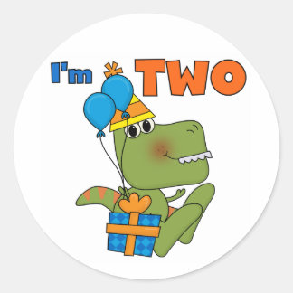 Lilla Dino 2:a födelsedagskjortor och gåvor Runt Klistermärke