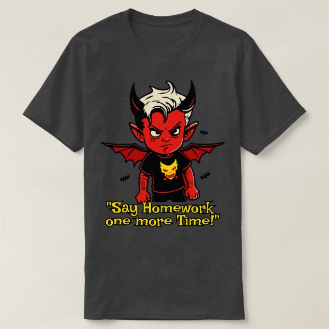 lilla djävulen, inga hemläxor t shirt (Design framsida)