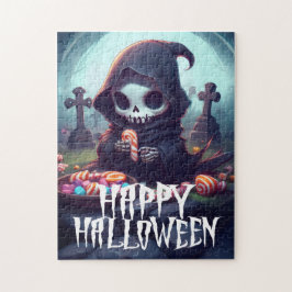 Lilla Dödgrävaren Med Godis Glad Halloween Pussel