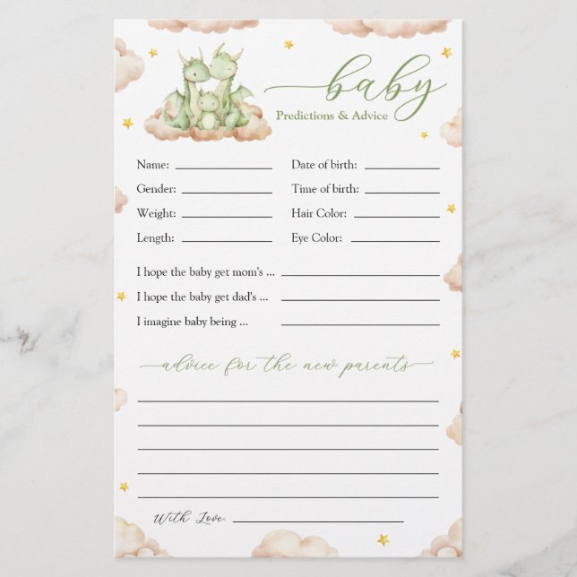 Lilla Dragon Baby Shower Predictions and Advice (Framsida)